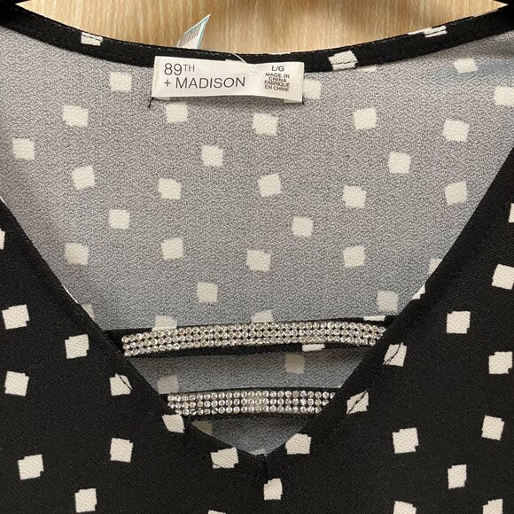 NWT 89th & Madison Black Print Top Size L - Picture 2 of 6